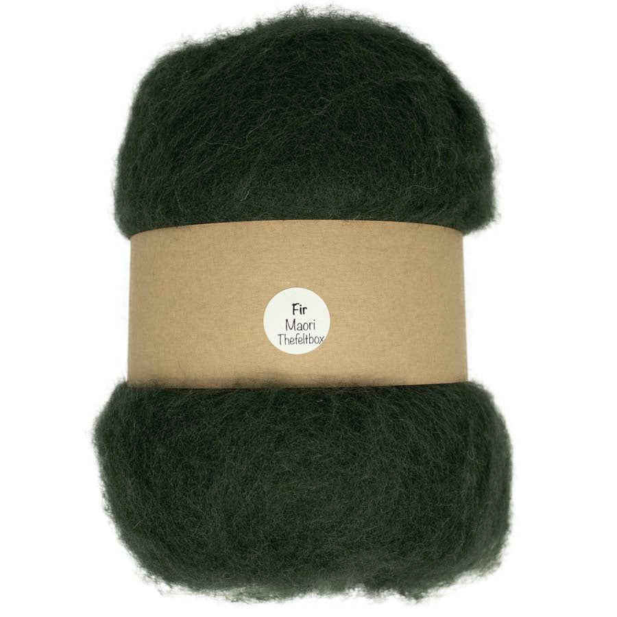 Carded Felt Wool Needle Felting Carded Batt Dark Green Fern Maori DHG Fir