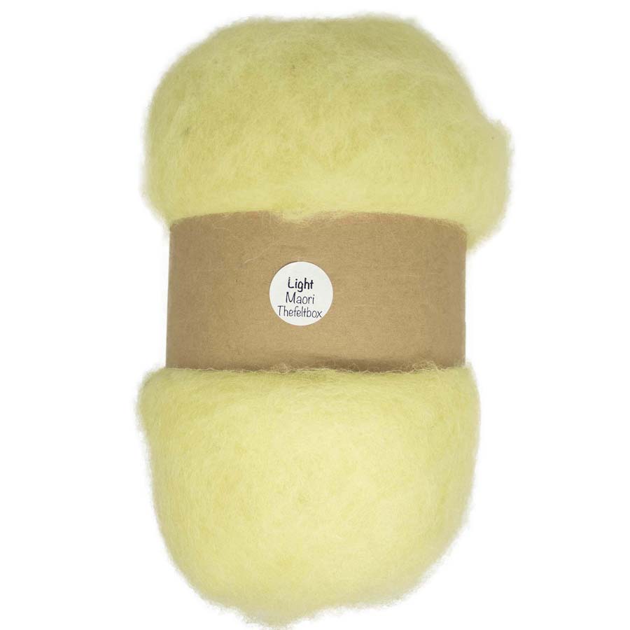 Carded Felt Wool Needle Felting Carded Batt Pale Yellow Maori DHG Light