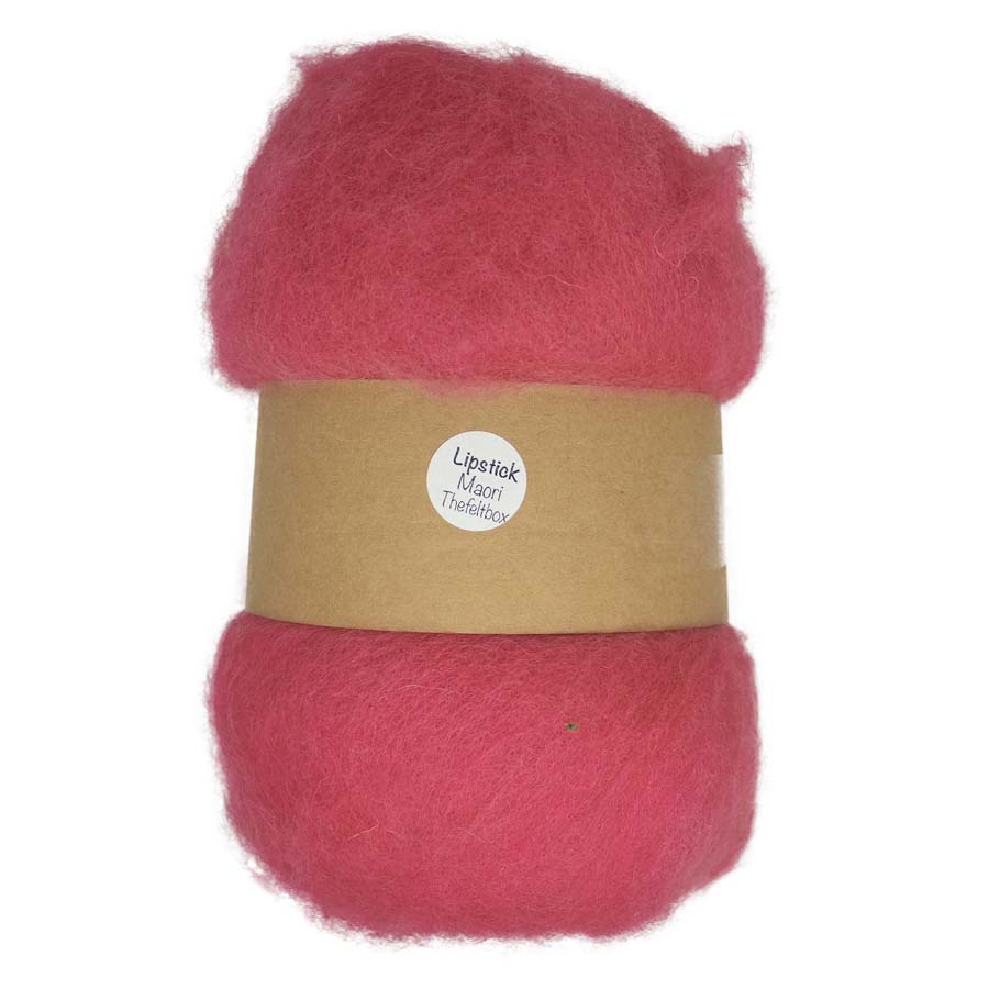 Carded Felt Wool Needle Felting Carded Batt Pink Blush Fuscia Maori DHG Lipstick