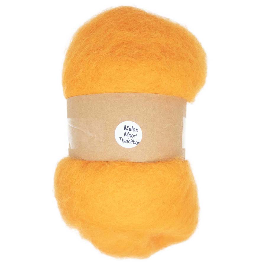 Carded Felt Wool for Needle Felting | Yellow Batt Maori DHG Melon