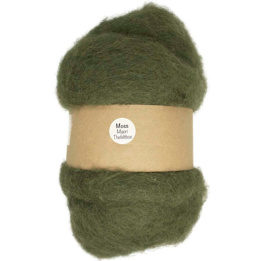 Carded Felt Wool Needle Felting Carded Batt Pale Green Fern Maori DHG Moss