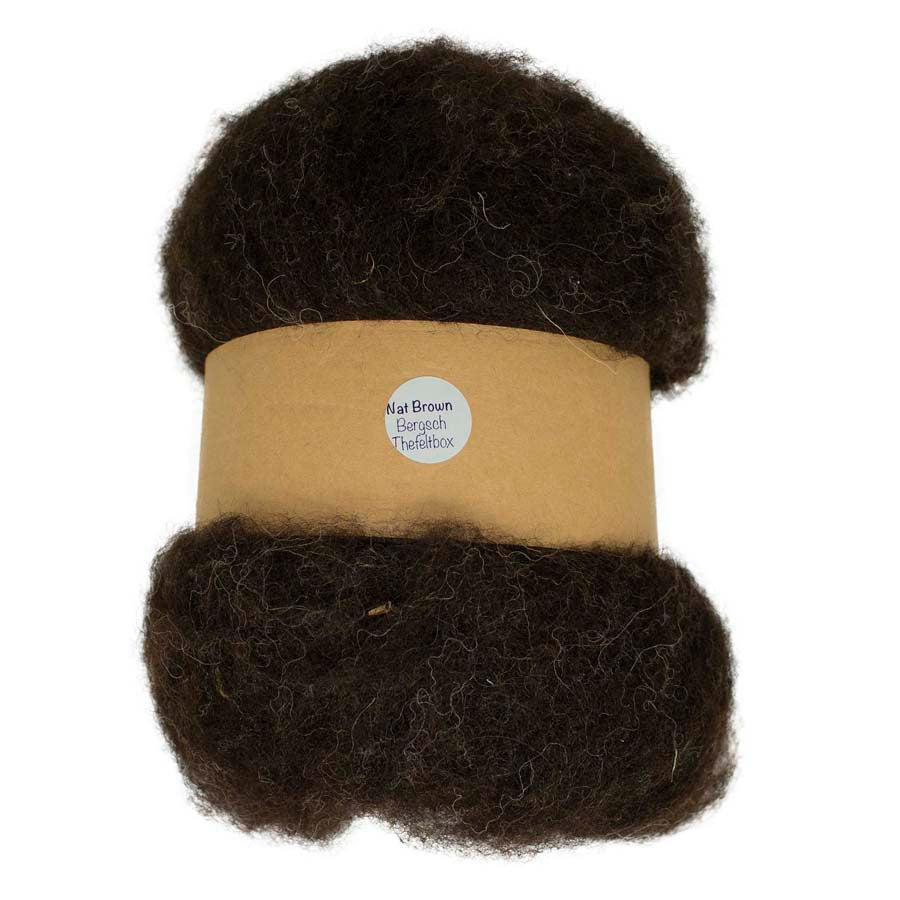 Carded Felt Needle Felting Wool Batt Bergschaf Natural Dark Brown DHG 20 - 500g