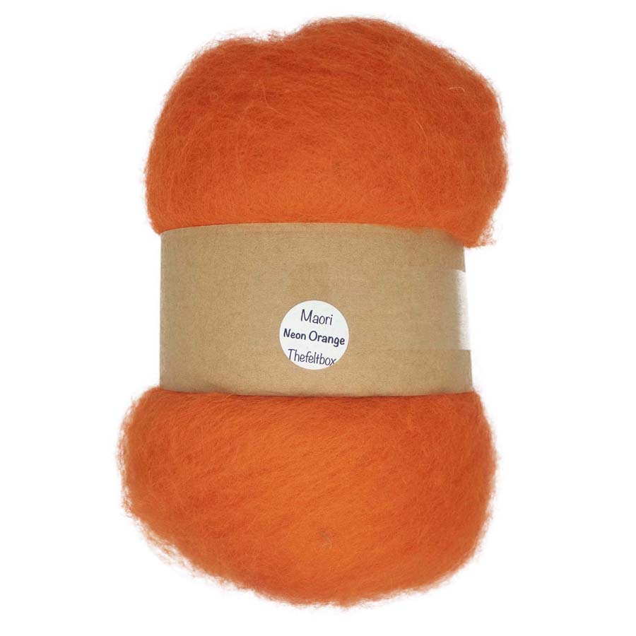 Carded Felt Wool for Needle Felting | Batt Maori DHG Neon Orange