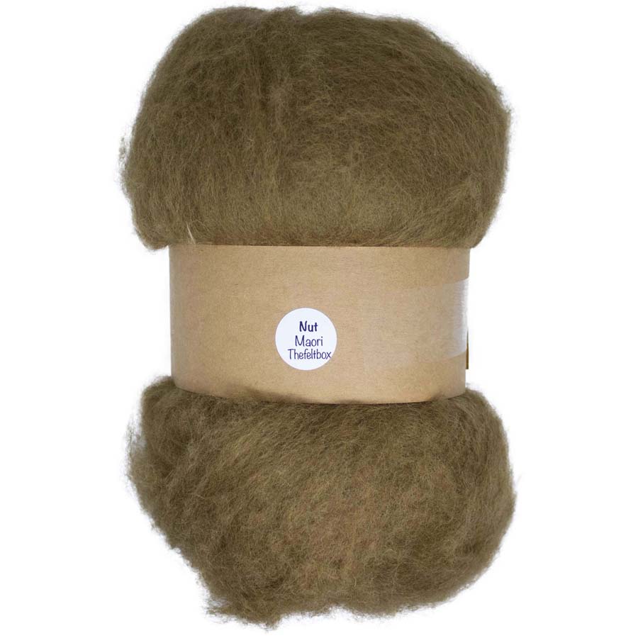 Carded Felt Wool Needle Felting Carded Batt Brown Beige Bear Maori DHG Nut