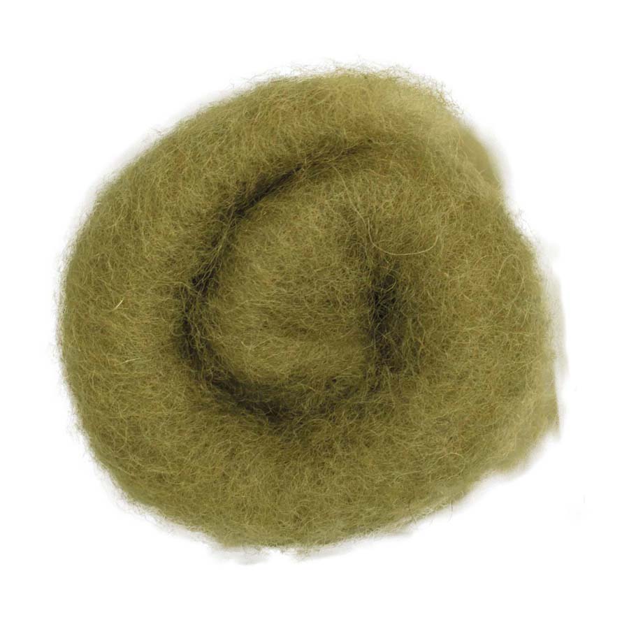 Carded Felt Wool Needle Felting Carded Batt Pale Green Fern Maori DHG Olive