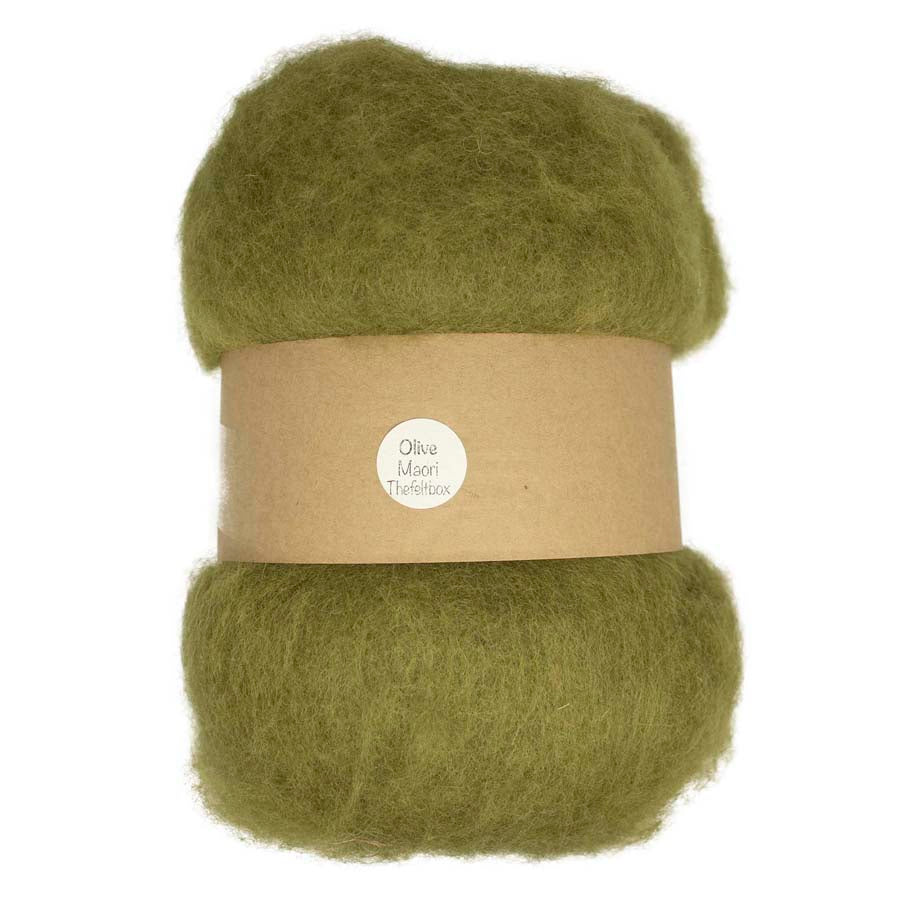 Carded Felt Wool Needle Felting Carded Batt Pale Green Fern Maori DHG Olive