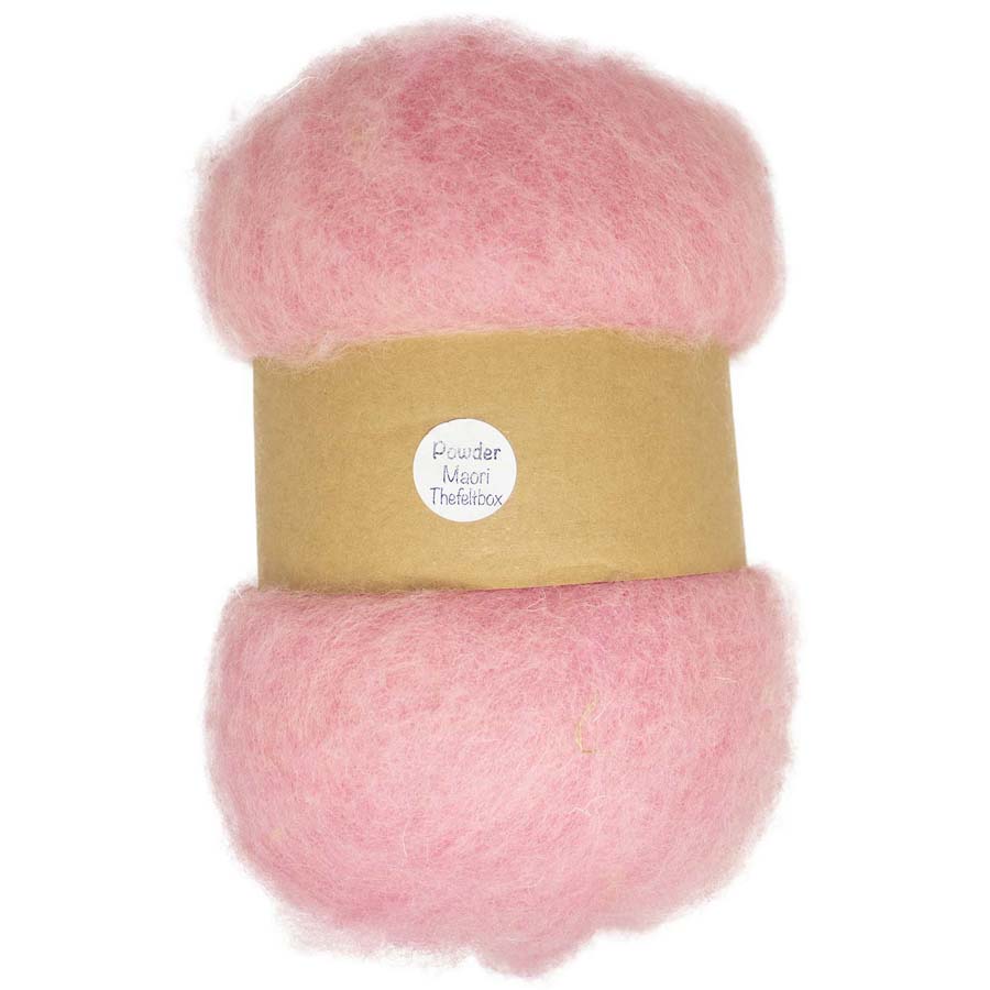 Carded Felt Wool Needle Felting Carded Batt Pink Candyfloss Maori DHG Powder