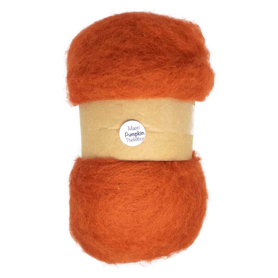 Carded Felt Wool Needle Felting Carded Batt Fox Orange Maori DHG Pumpkin