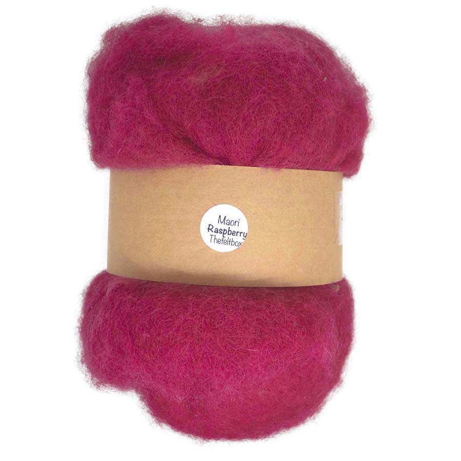 Carded Felt Wool Needle Felting Carded Batt Pink Orchid Maori DHG Raspberry