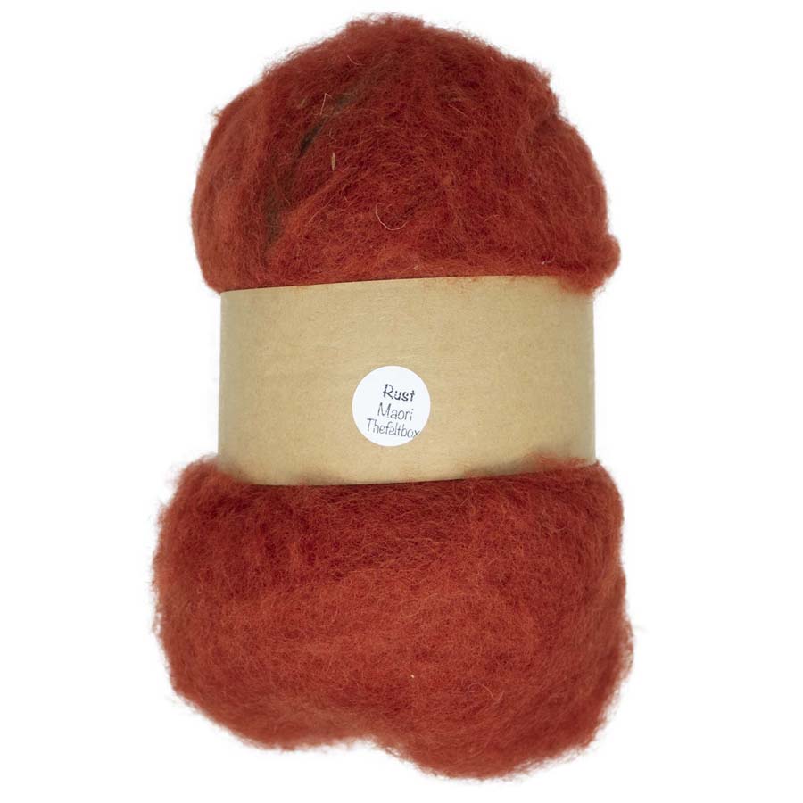 Carded Felt Wool Needle Felting Carded Batt Orange Maori DHG Rust