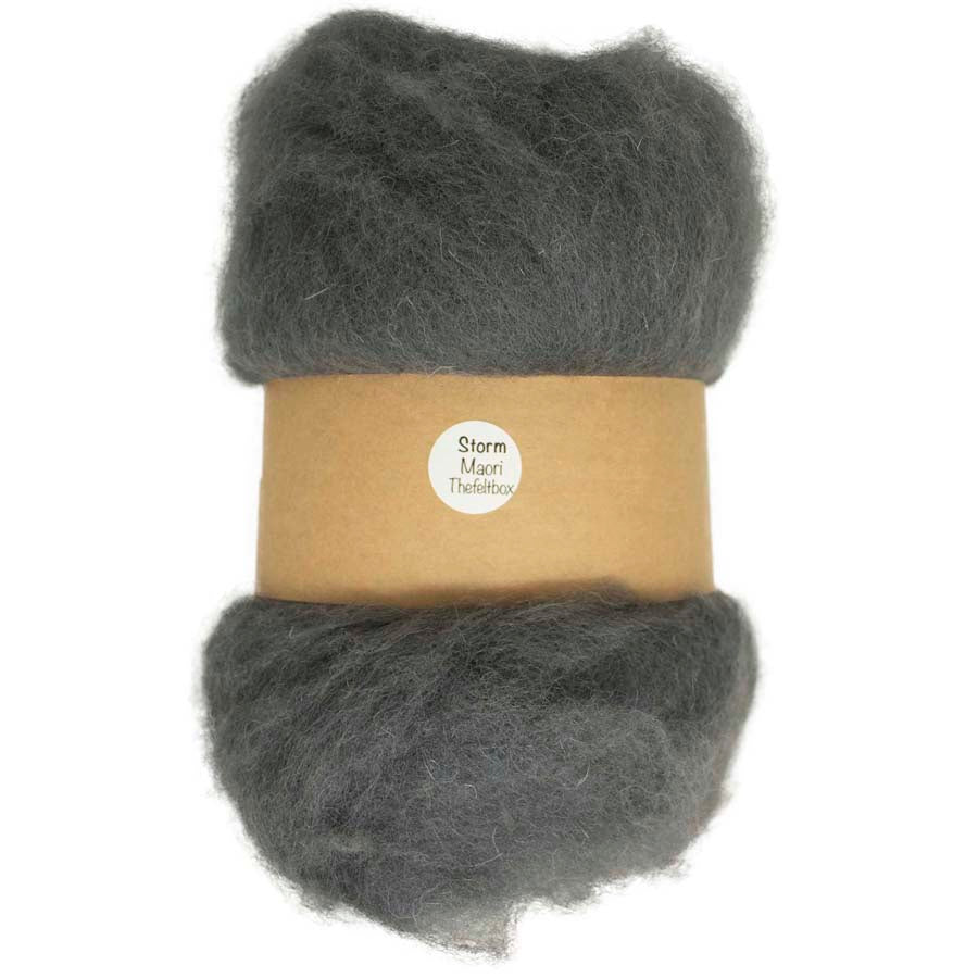 Carded Felt Wool Needle Felting Carded Batt Steel Grey Mouse Maori DHG Storm