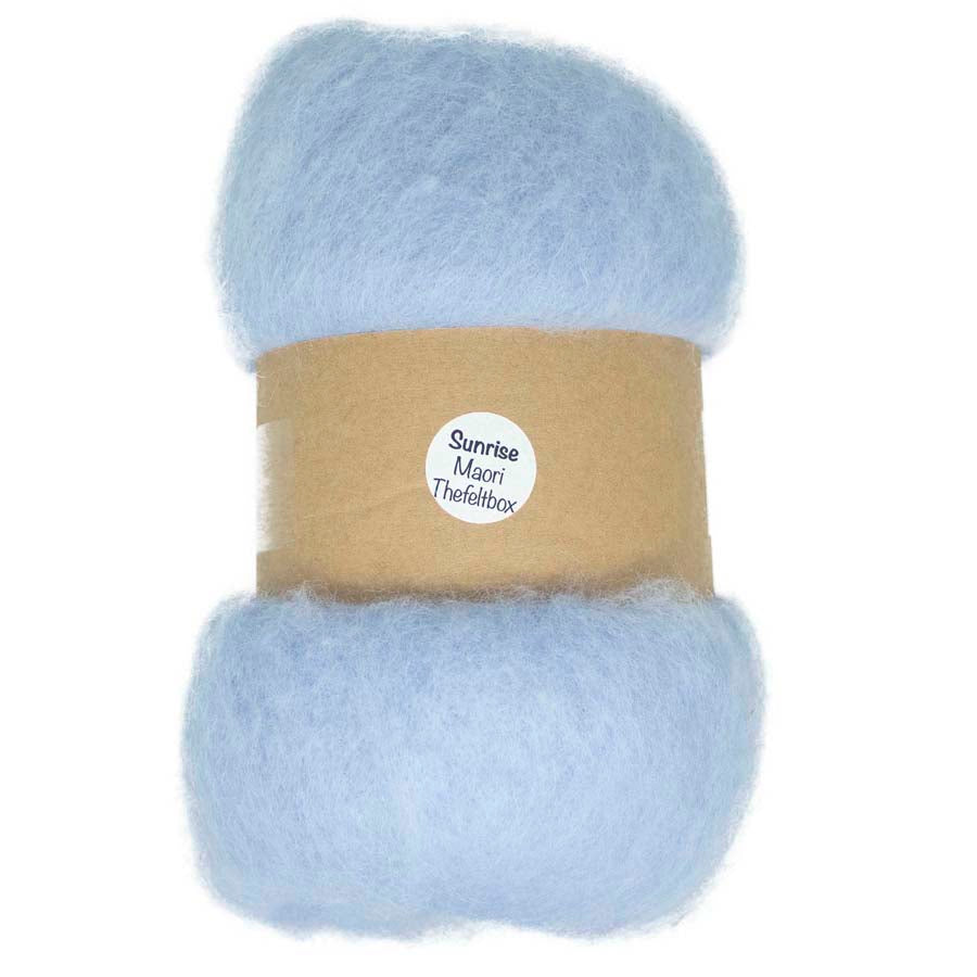 Carded Felt Wool for Needle Felting | Light Blue Batt Maori DHG Sunrise