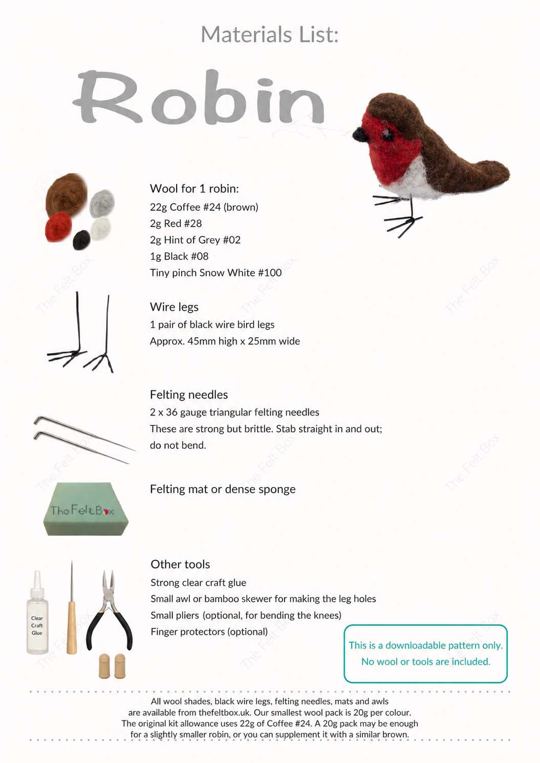 Robin PDF Tutorial – Needle Felting Instructions