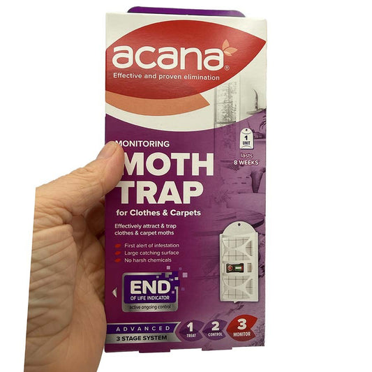 Acana moth monitoring trap pack held in hand | The Felt Box