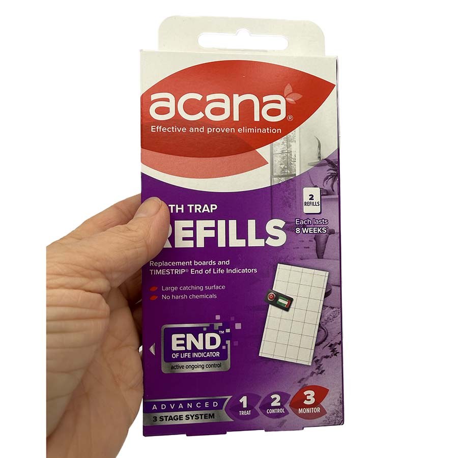Acana moth trap refills pack held in hand | The Felt Box
