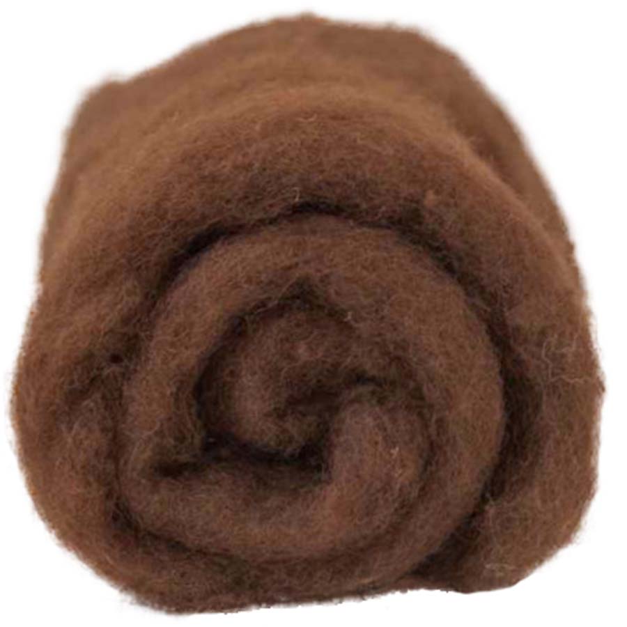 Carded Felt Wool Needle Felting Carded Batt Brown Maori DHG Bark