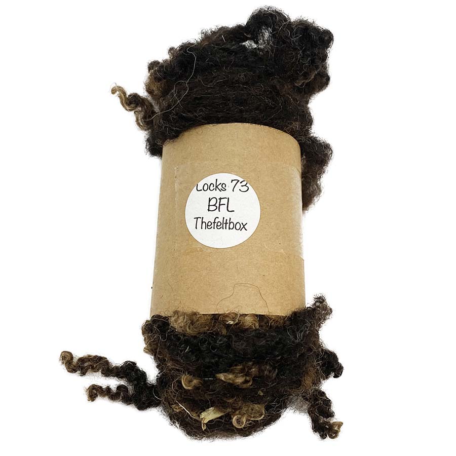 Bluefaced Leicester Locks (73) Natural Brown Shades Tiny Curls | 14g Felting Wool