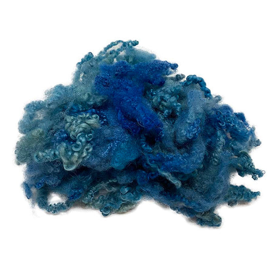 Hand-Dyed Bluefaced Leicester Locks in Mixed Blue Shades (76) | 14g Felting Wool