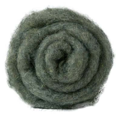 Carded Maori DHG Wool Needle Felting Batt Mixed Speckled Green Brush