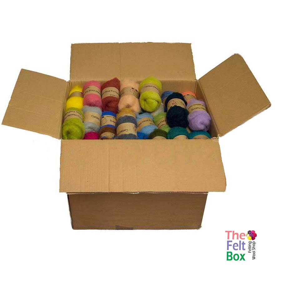 Carded Needle Felting Wool Bumper Bulk Pack Workshop The Felt Box ® Starter 105 Colours