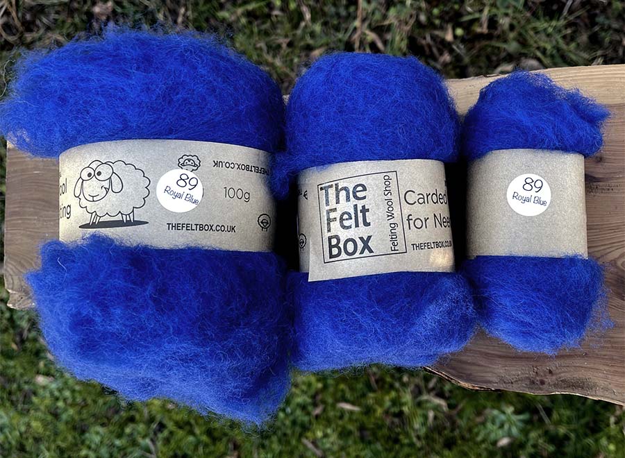 Carded Wool For Felting, Needle Felting Batting, Royal Blue  ( 89 )