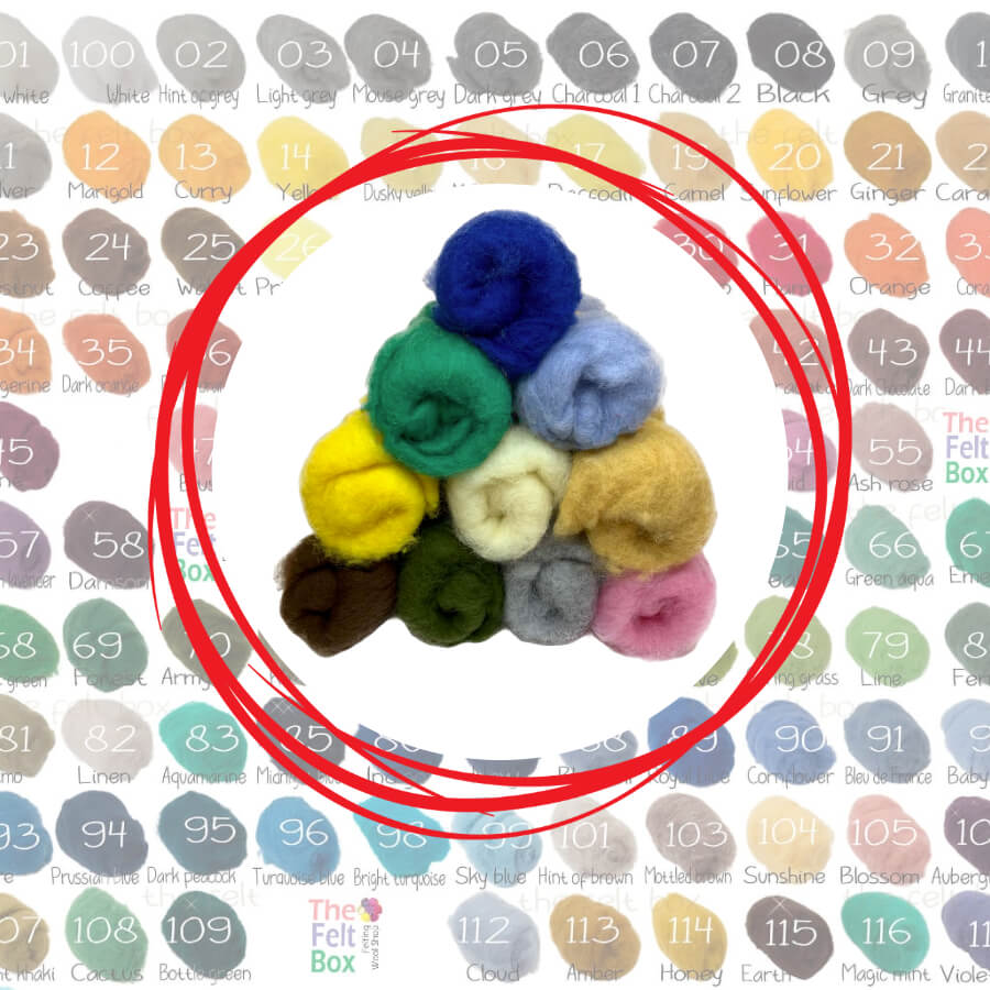 Needle Felting Carded NZ Wool Stack 10 colours customisable