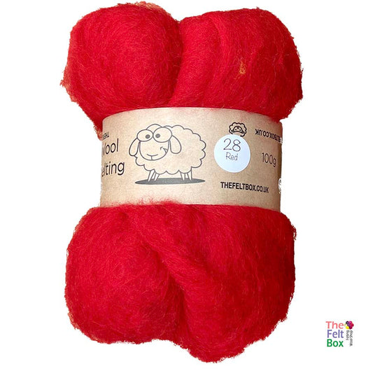 Needle Felting Wool Carded Batts Red ( 28 )