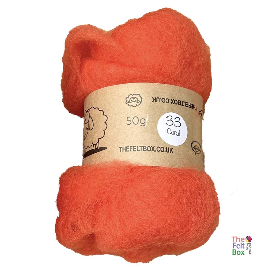 Needle Felting Wool Carded Batts Coral ( 33 )