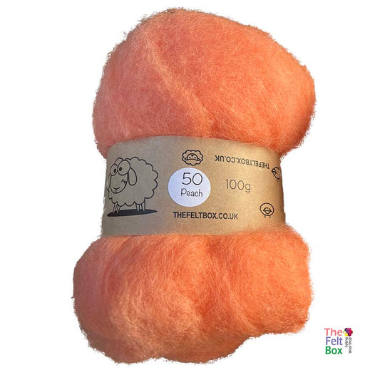 Needle Felting Wool Carded Batts Peach ( 50 )