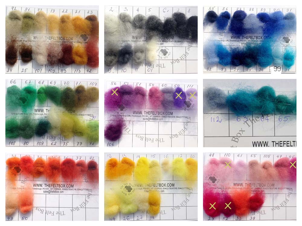Needle Felting Carded NZ Wool Stack 10 colours customisable