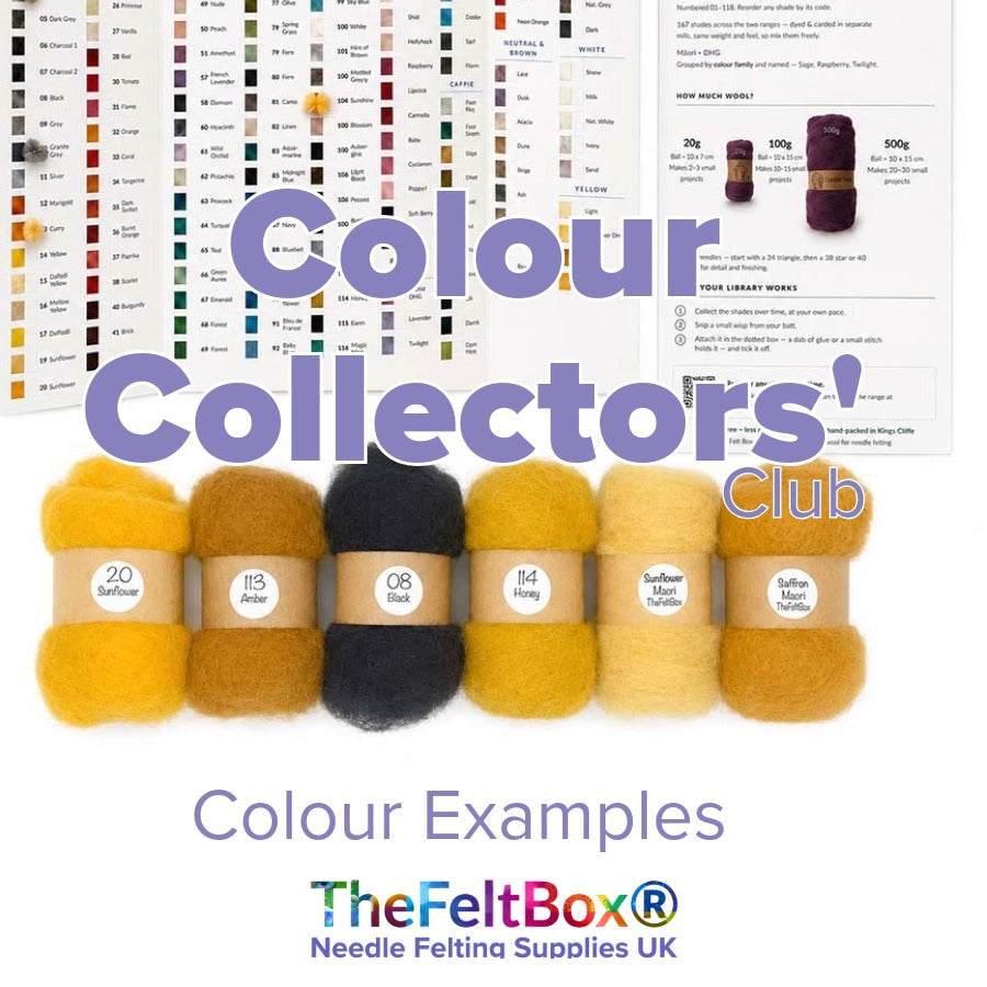 Examples of carded wool shades included in The Felt Box Colour Collectors' Club