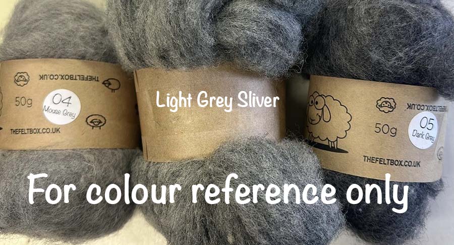 Carded Sliver Needle Felting Wool Natural Cheviot Fibres Light Grey