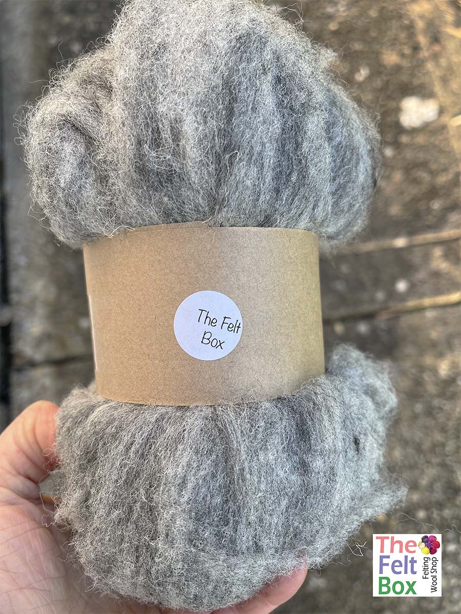 Carded Sliver Needle Felting Wool Natural Cheviot Fibres Light Grey