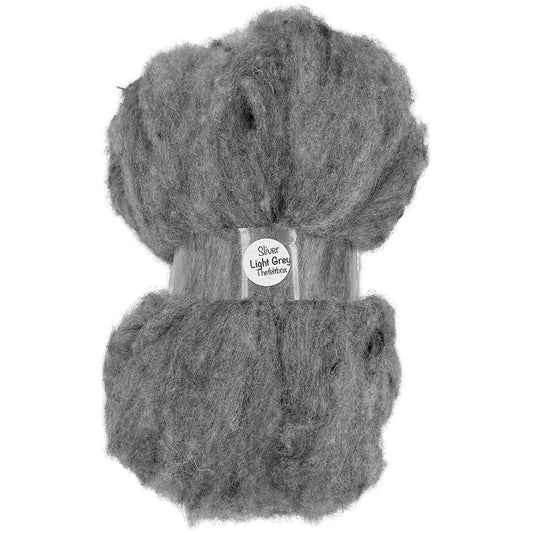 Light grey sliver for needle felting in a soft pale neutral shade ideal for animals landscapes and realistic fibre art projects