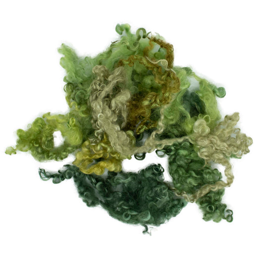 Moss Green Wensleydale Curly Wool Locks (80) | 14g Felting Wool