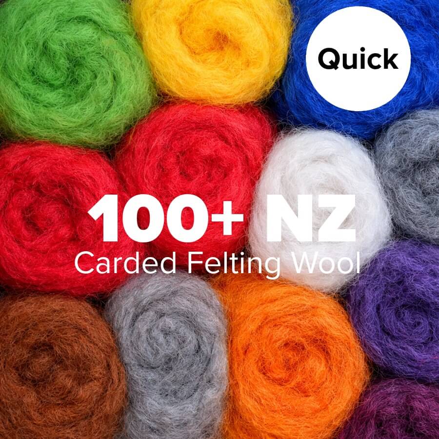 Bright colours of carded wool with 100+ quick