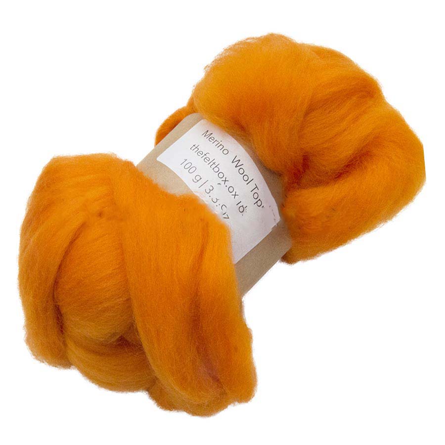 Merino Roving Felting Wool Top 21 mic 3D 2D Nuno Felting Spinning Fibre Orange