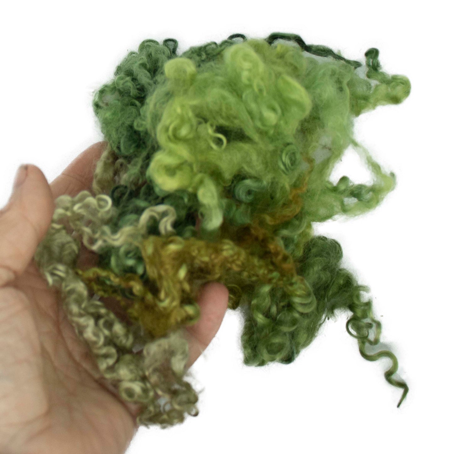 Moss Green Wensleydale Curly Wool Locks (80) | 14g Felting Wool