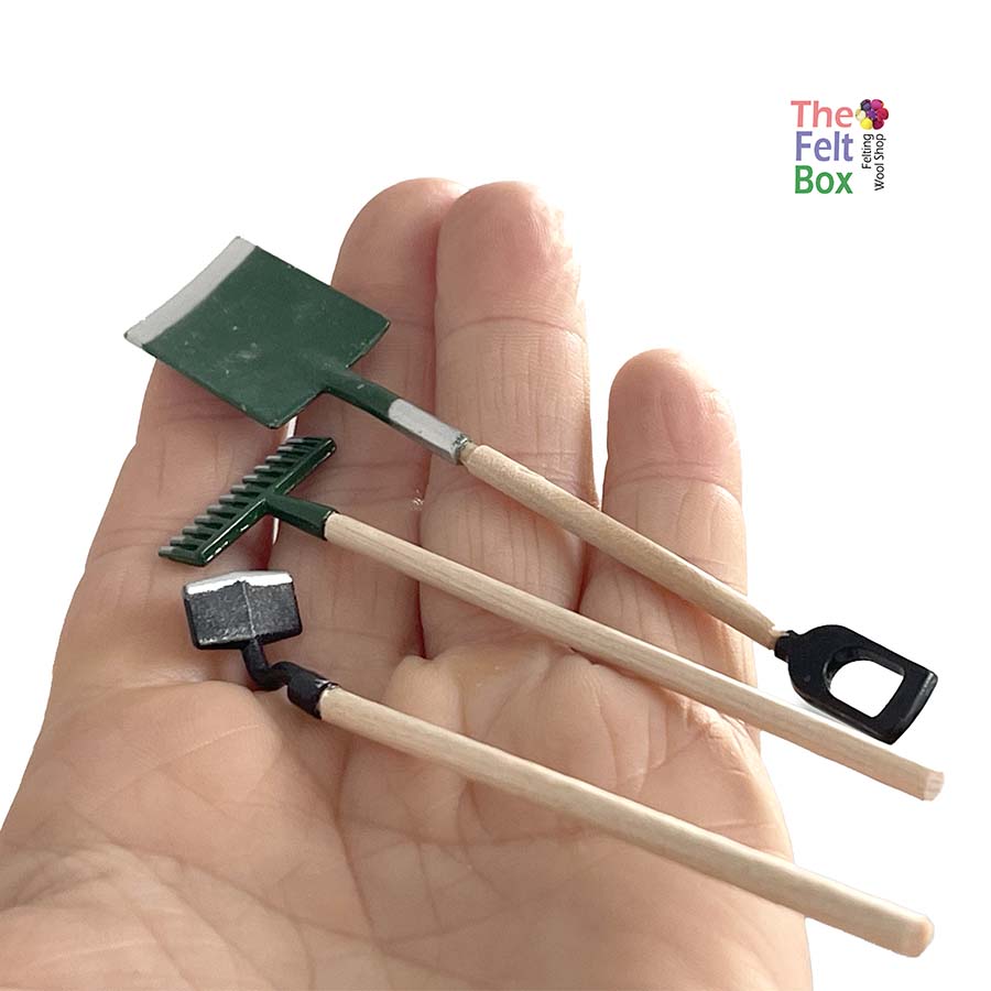 Hoe Spade Rake Toy Miniature Accessory 9 cm