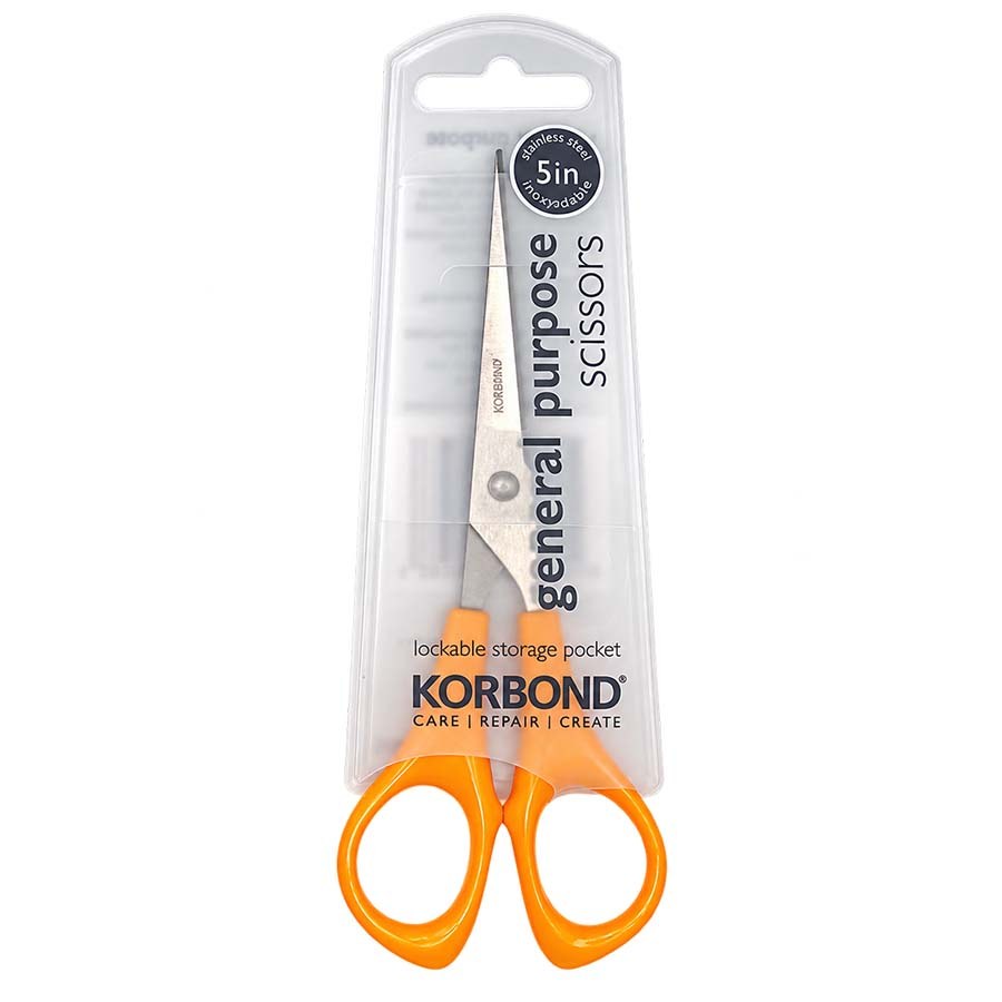 Korbond 5in general purpose scissors in lockable storage pocket on white | The Felt Box