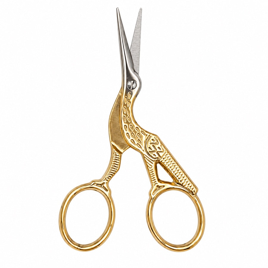 Gold stork embroidery scissors 9cm, The Felt Box
