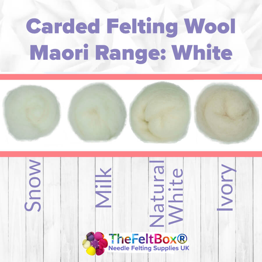 Carded Felt Wool Needle Felting Carded Batt Cream Maori DHG Natural White