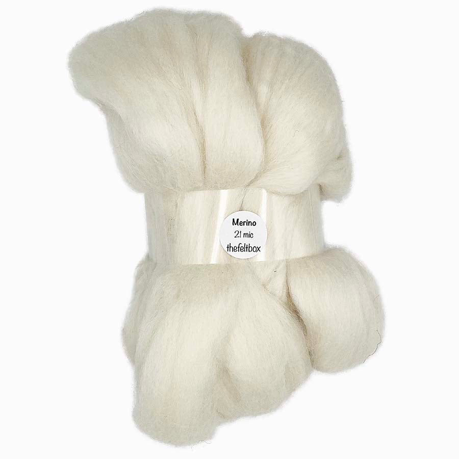 cream 21mic merino wool top for needle felting – The Felt Box