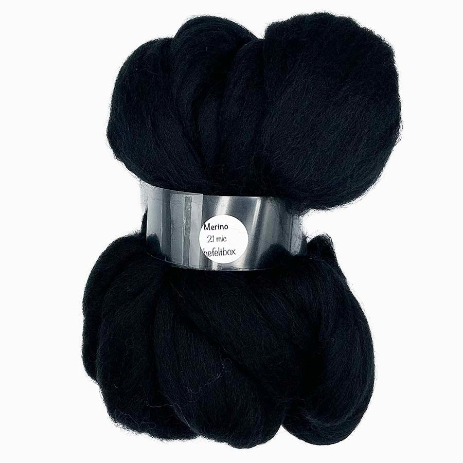 Black merino wool top for needle felting – The Felt Box