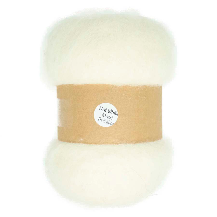 Carded Felt Wool Needle Felting Carded Batt Cream Maori DHG Natural White