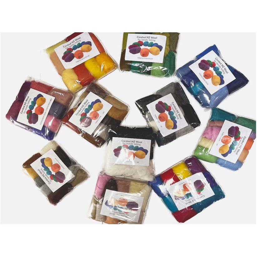 Needle Felting Wool Shade Packs The Felt Box ® Carded NZ Batts