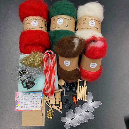 Christmas Needle Felting Kit | Wool, Tools & Festive Extras - Perfect Holiday Craft Kit by The Felt Box