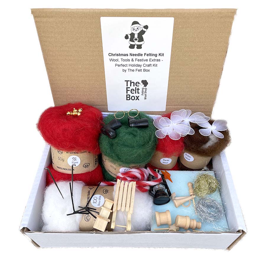 Christmas Needle Felting Kit | Wool, Tools & Festive Extras - Perfect Holiday Craft Kit by The Felt Box