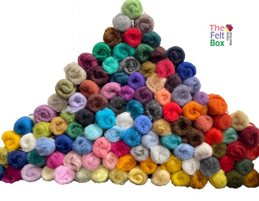 Carded Needle Felting Wool Bumper Bulk Pack Workshop The Felt Box ® Starter 105 Colours