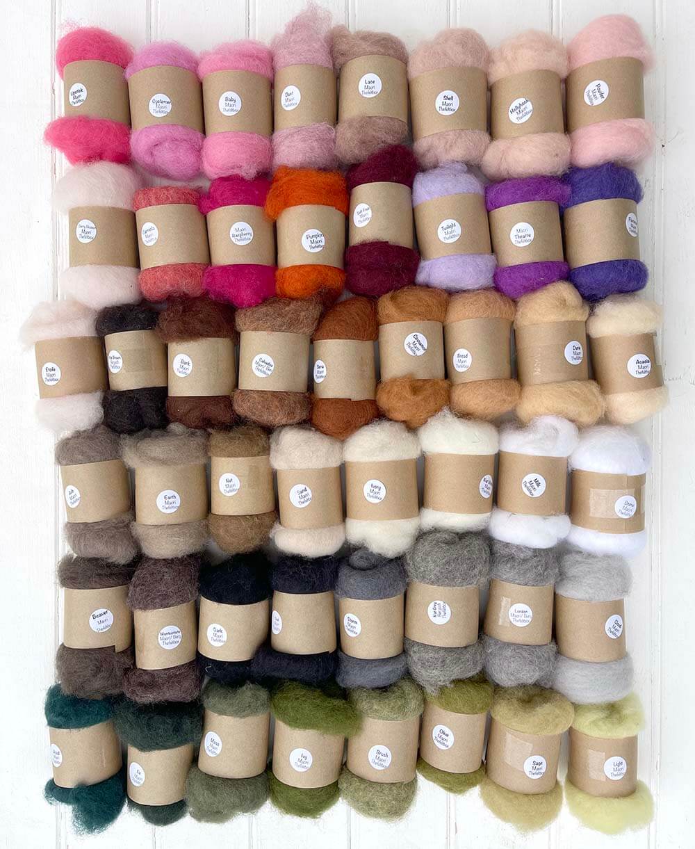 Maori DHG Carded Needle Felting Wool Bumper Bulk Pack Workshop The Felt Box ® Starter 49 Colours